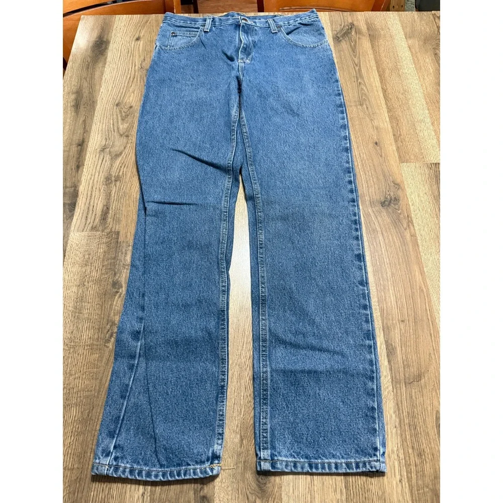 Wrangler Jeans Mens 35x34 Blue Adult Straight Leg Denim Excellent
